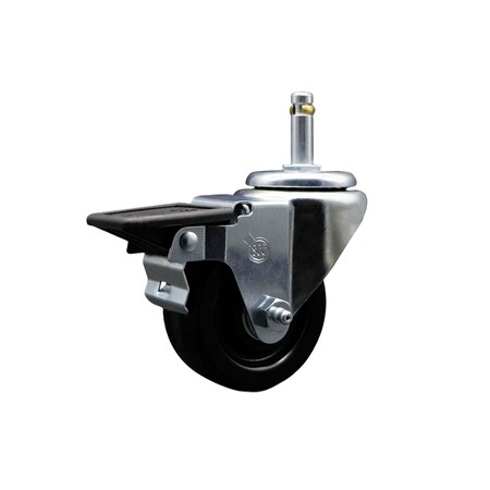 Service Caster 3'' Phenolic Wheel Swivel 7/16'' Grip Ring Stem Caster with Brake SCC-GR20S314-PHR-PLB-716138